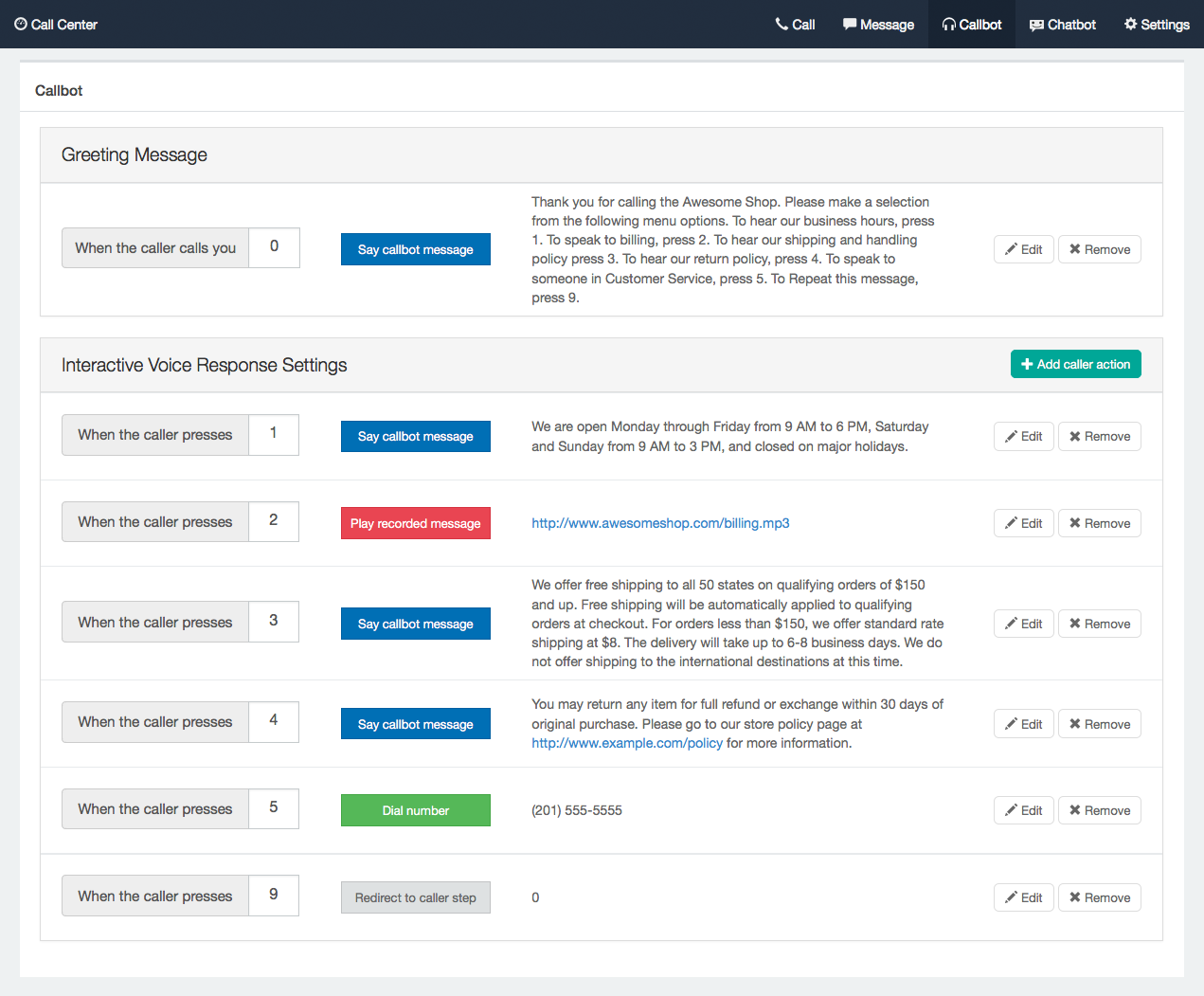 Call Center – Callbot