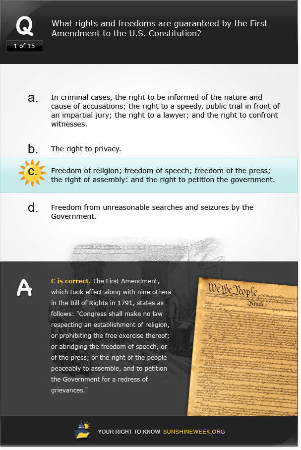 Sunshine Week Learning Application - Correct Answer