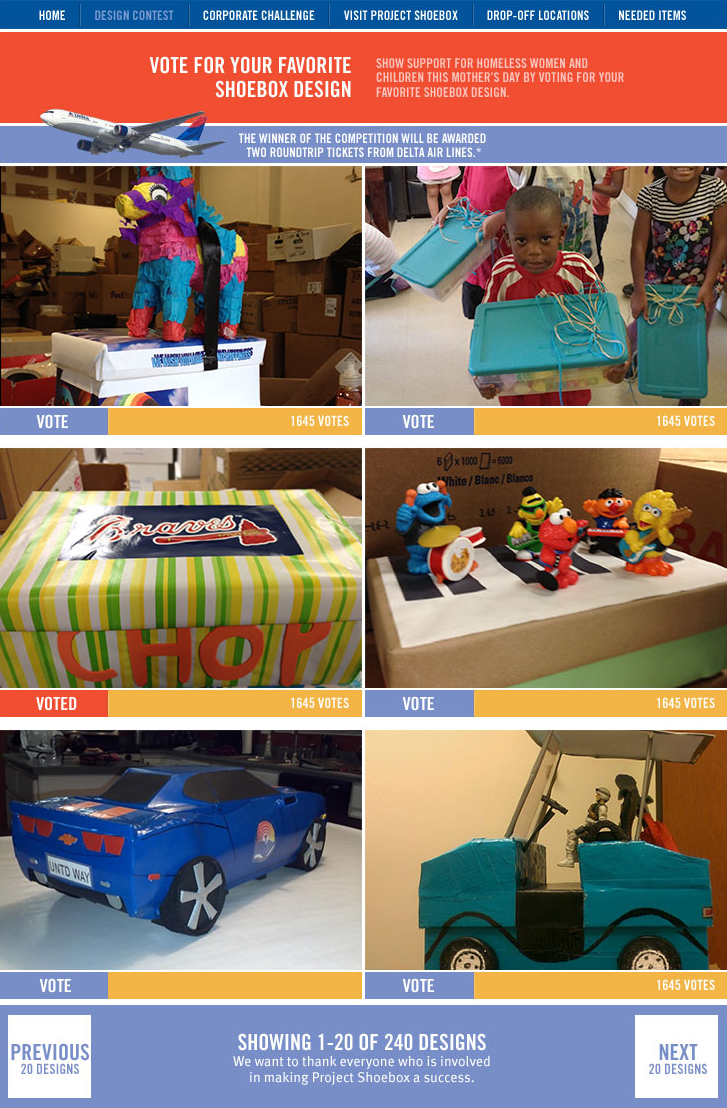United Way of Greater Atlanta Project Shoebox Web Application - Voting Page